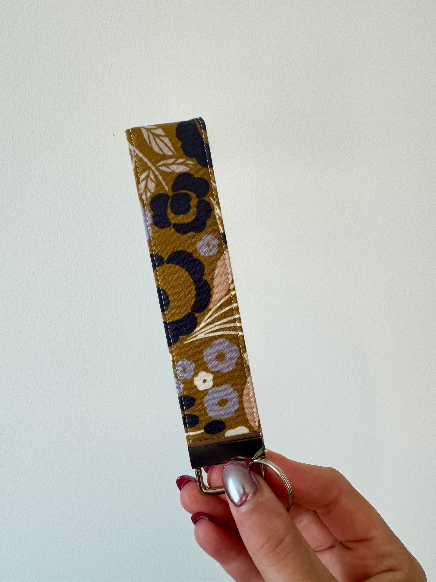 Mustard + Lilac Floral Extra-Wide Key Wristlet