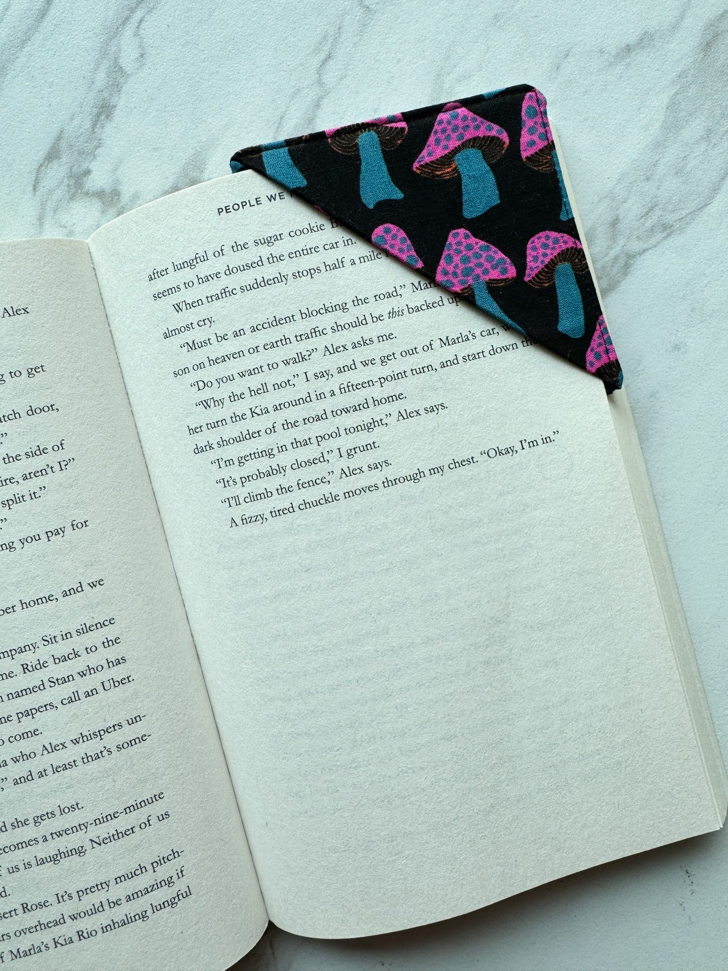 Vibrant Pink Mushroom Corner Bookmark