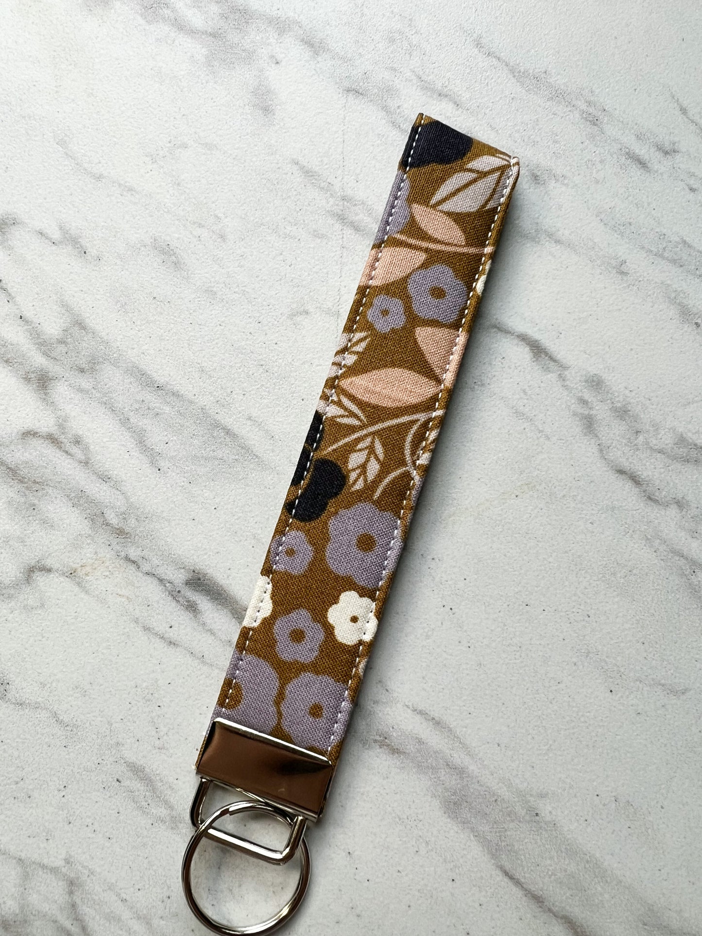 Mustard + Lilac Floral Key Wristlet