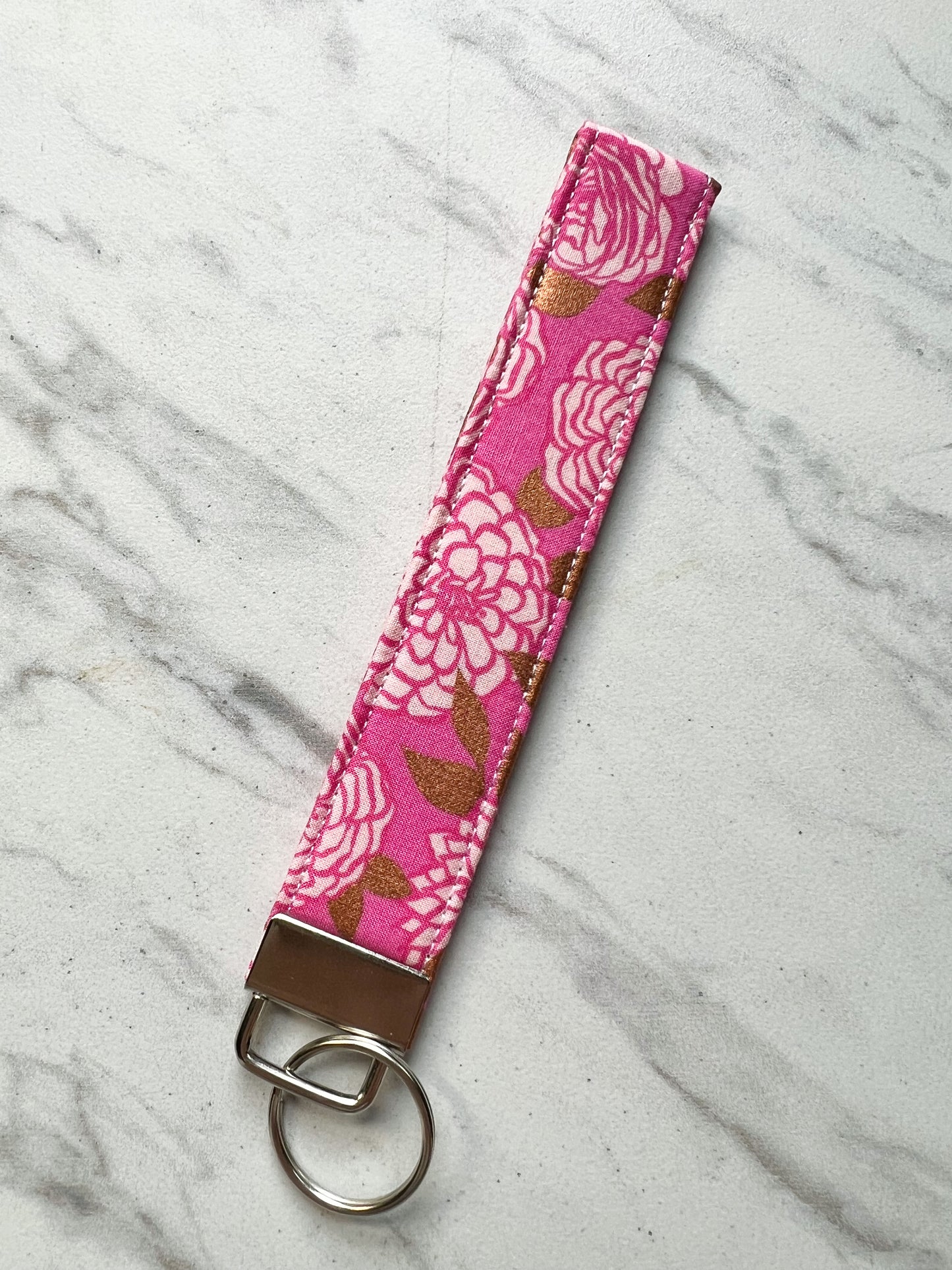 Pink Rose Shimmer Key Wristlet