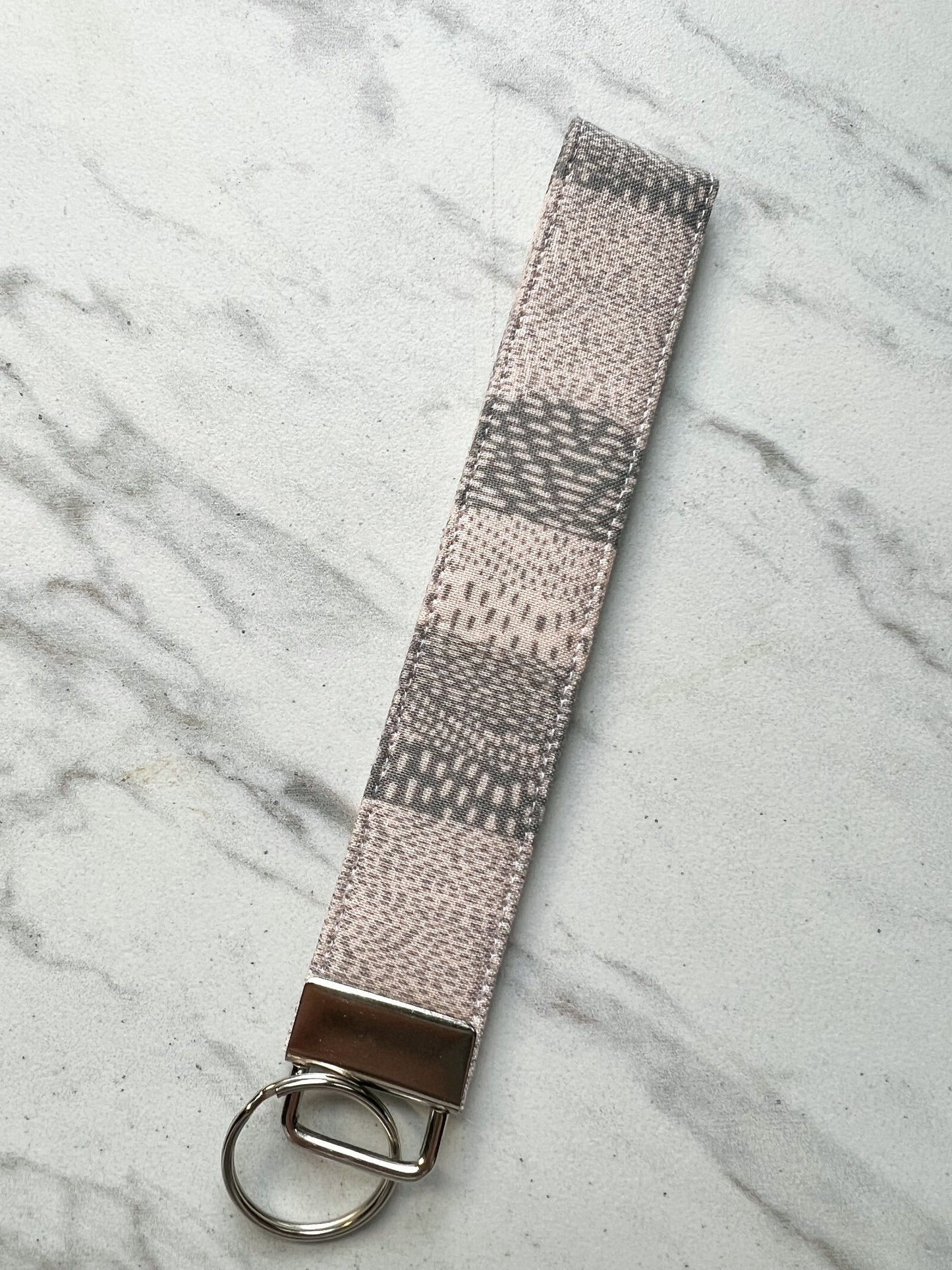 Pink + Grey Dot Key Wristlet
