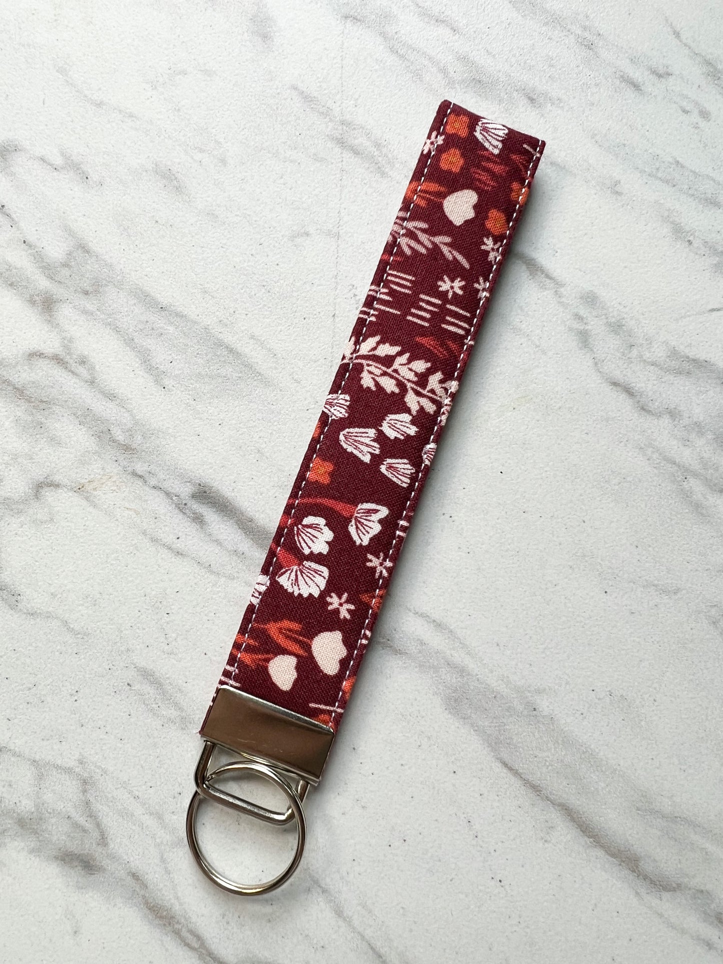 Red Prairie Floral Key Wristlet
