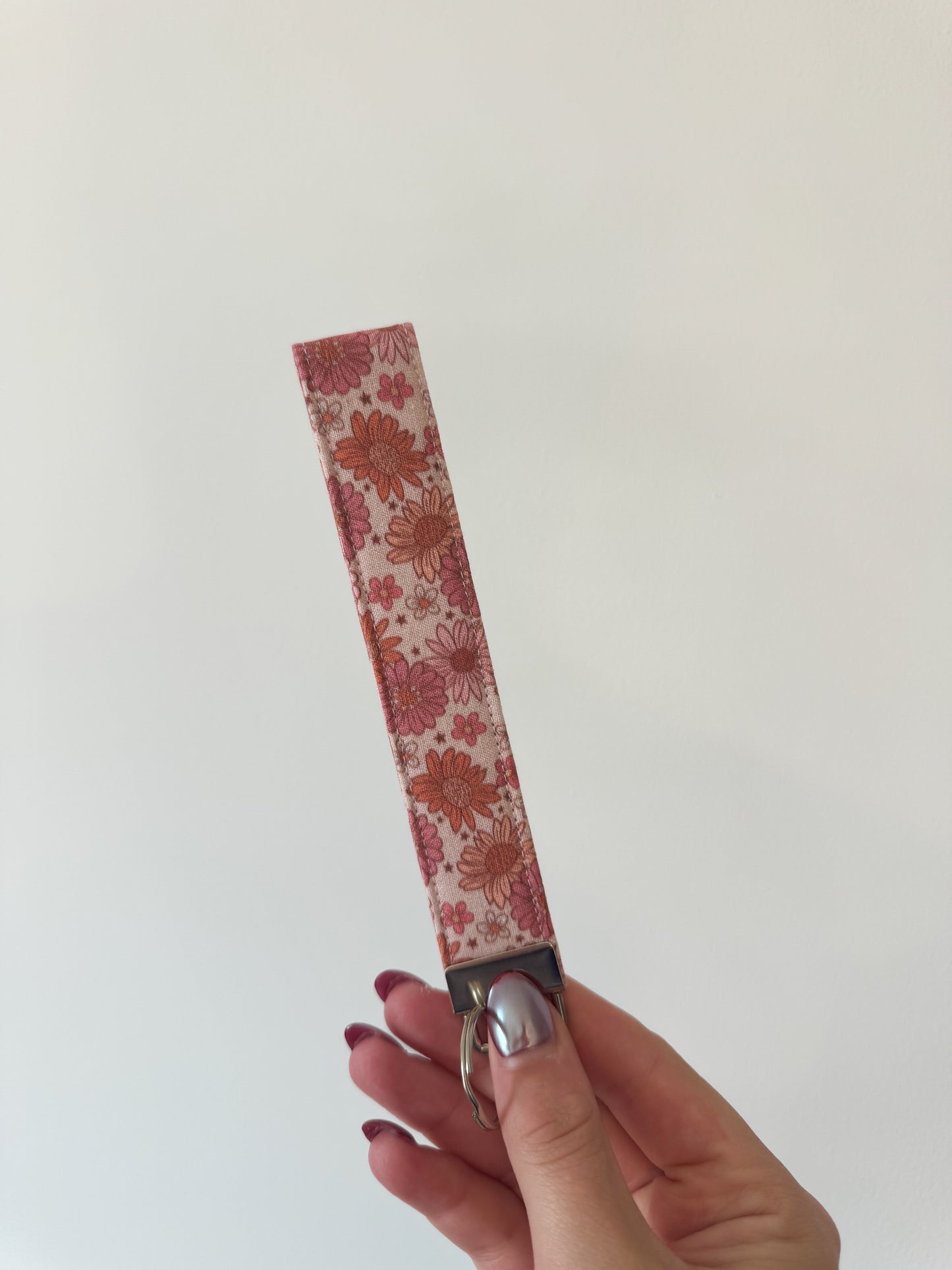 Boho Mauve Florals Key Wristlet