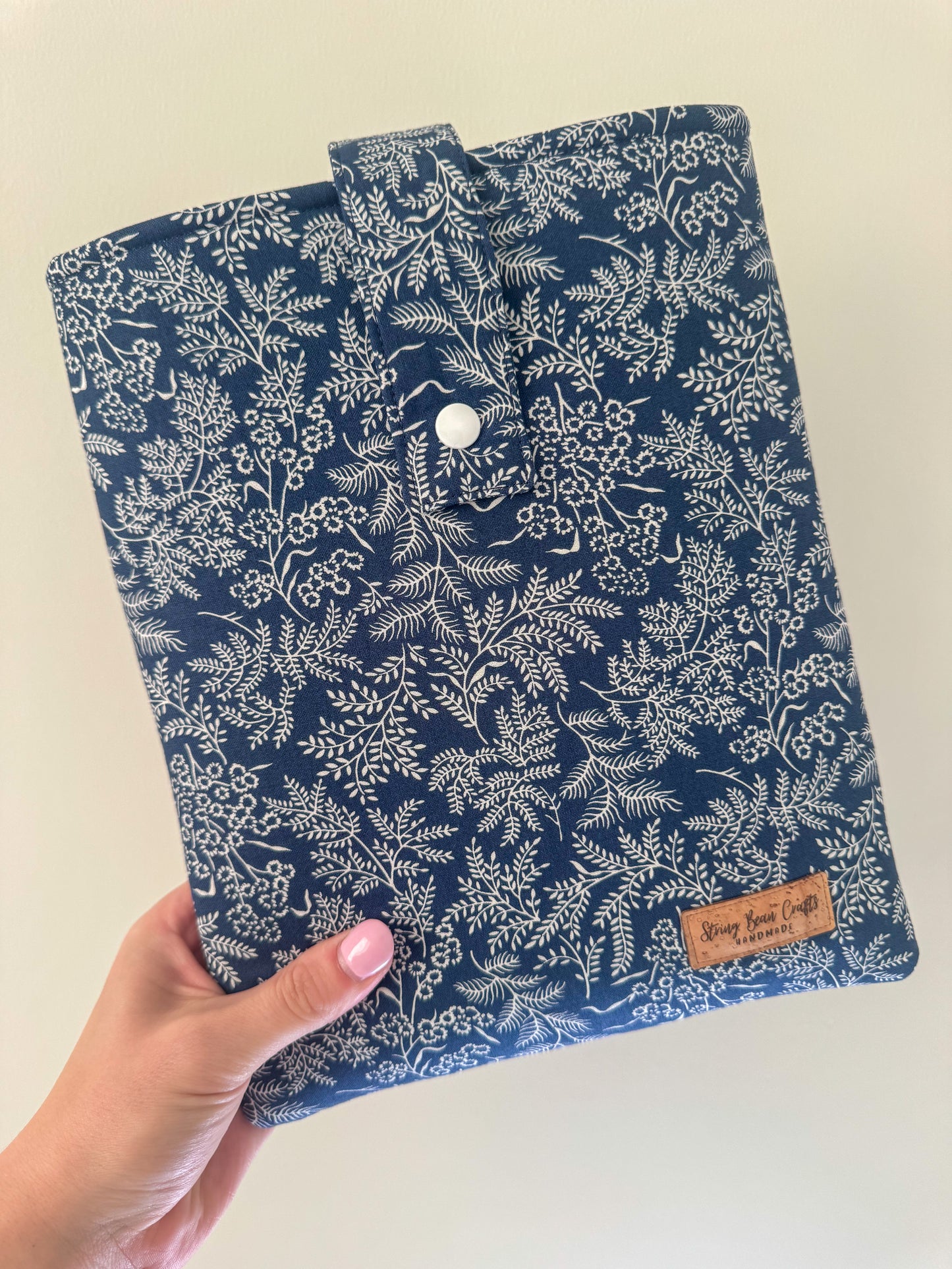 Navy & White Floral Book Sleeve