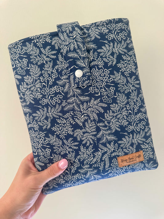 Navy & White Floral Book Sleeve