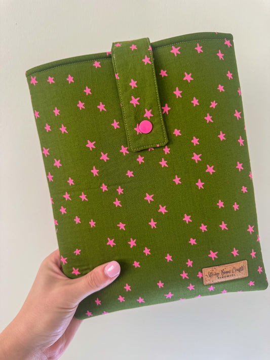 Green + Hot Pink Starry Book Sleeve