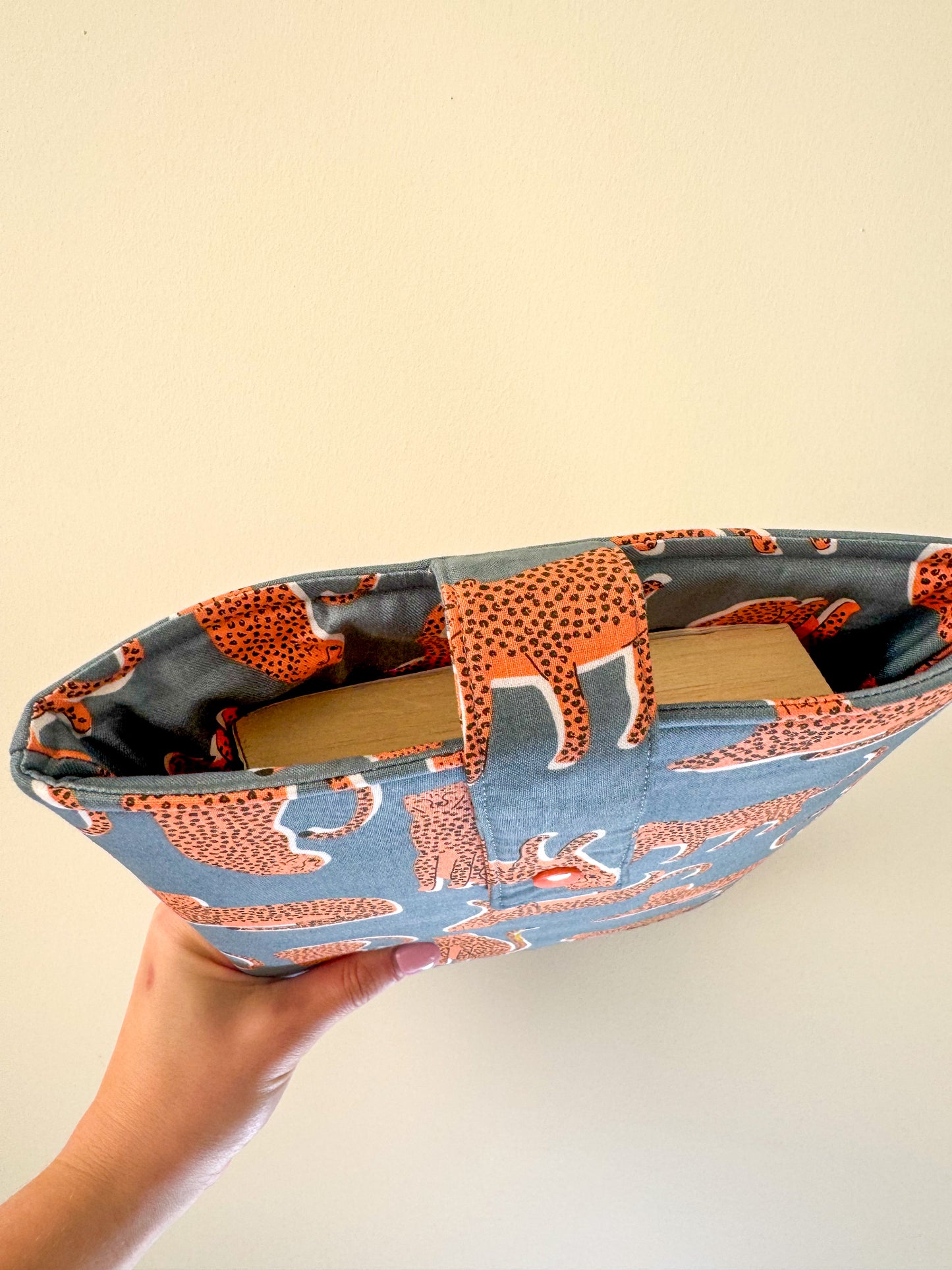 Slate Blue Cheetah Book Sleeve