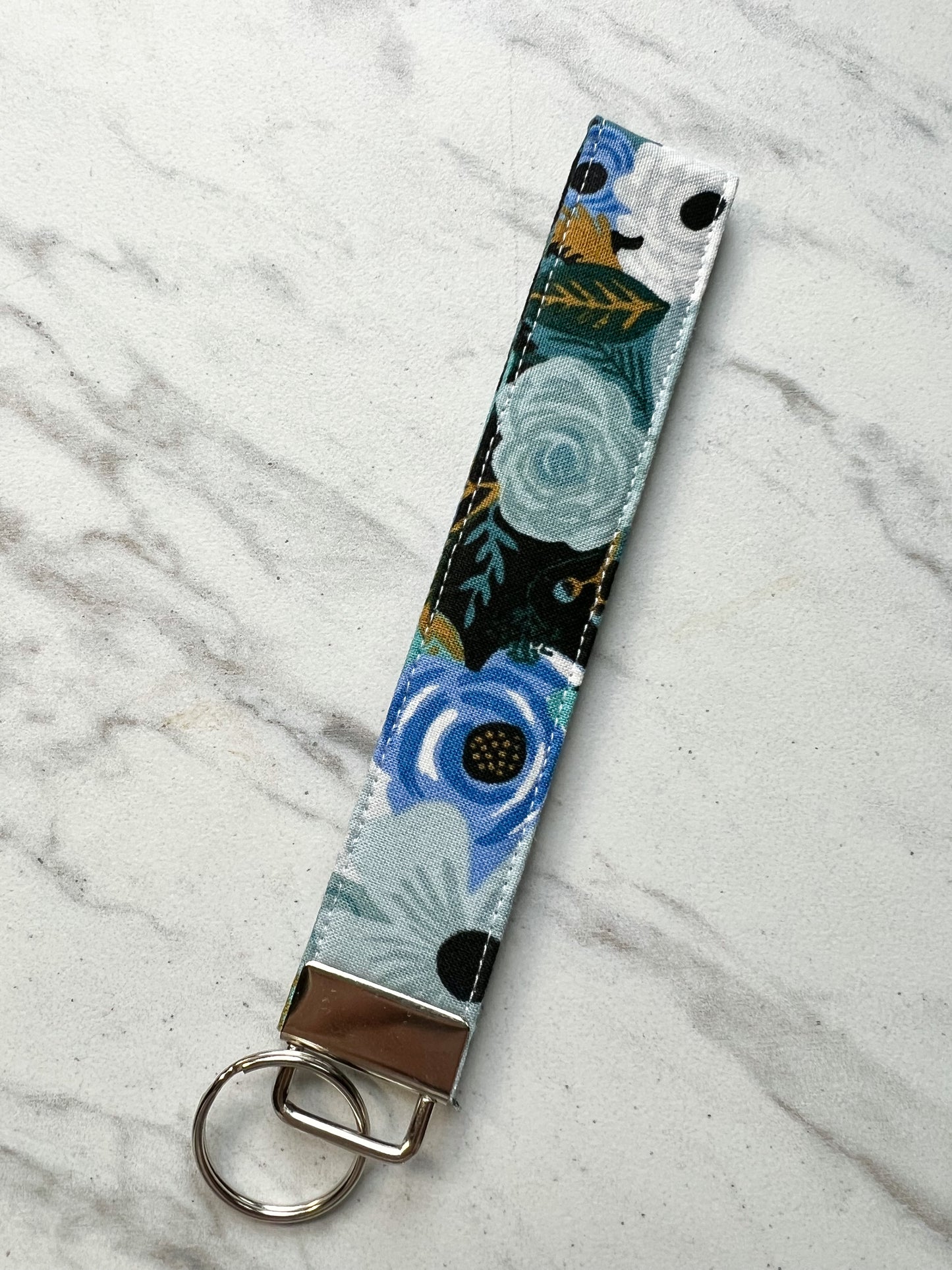 Blue Le Fleurs Key Wristlet